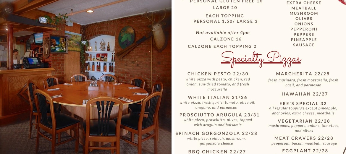 Ere's Pizza Menu