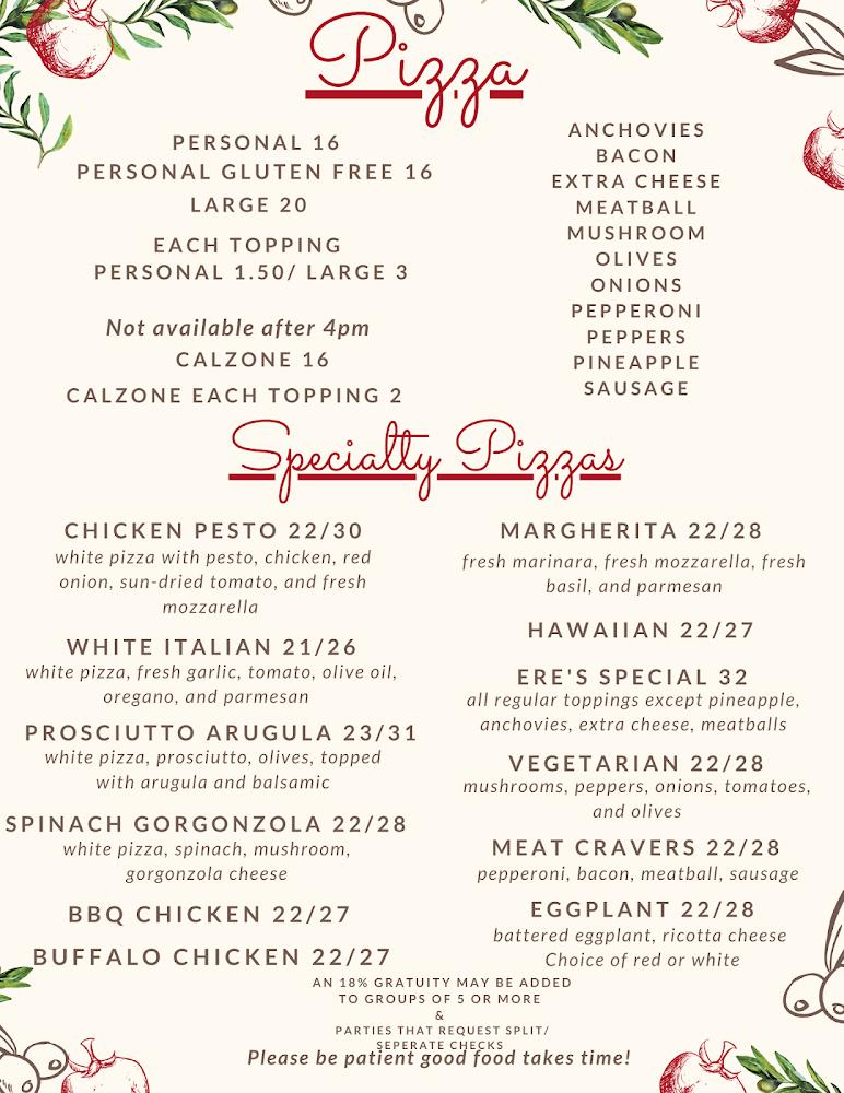 Ere's Pizza Menu image 1